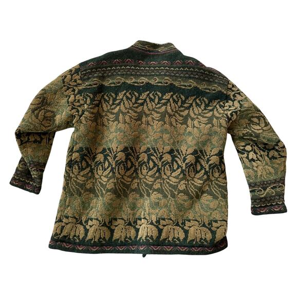 Vintage Icelandic Design Green Wool Blend Button Close Cardigan Women's XL FLAW - Picture 2 of 7